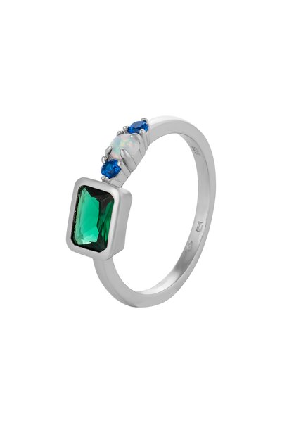 Sonis Silver Inel din argint 925 rodiat cu zirconia fațetată și opal de labor...
