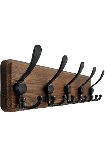 Generic Coat Rack Wall Mounted - 5 Tri Hooks, Heavy Duty, Wooden Wall Coat Ha...