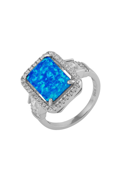 Sonis Silver Inel din argint 925 rodiat cu opal de laborator și cubic zirconi...