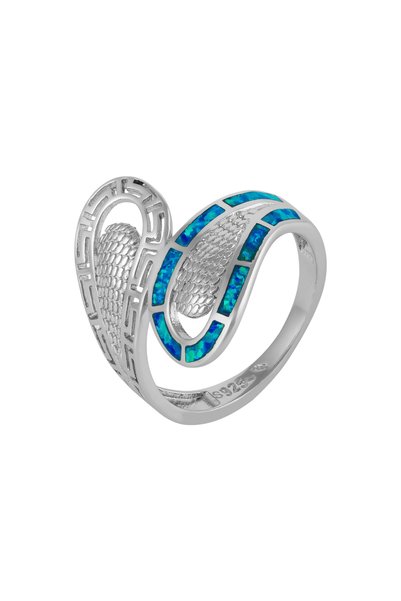 Sonis Silver Inel din argint 925 rodiat cu opal de laborator, albastru