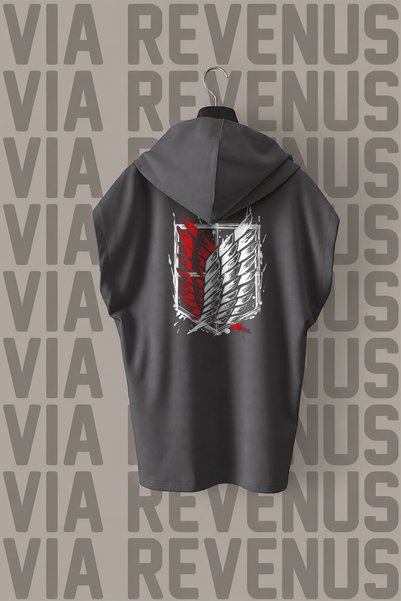Vordevia Attack on Titan majica sa kapuljačom, bez rukava, sa prednjim i zadn...