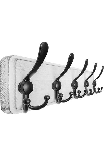 Generic Coat Rack Wall Mounted - 5 Tri Hooks, Heavy Duty, Wooden Wall Coat Ha...
