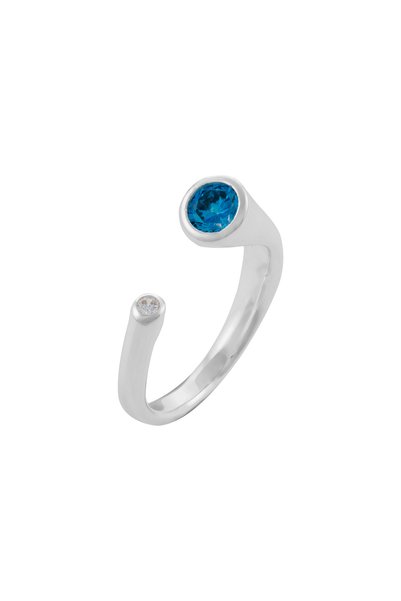 Sonis Silver Inel reglabil, din argint 925 cu zirconia fațetată, albastru și ...