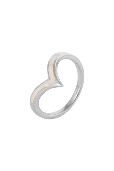 Sonis Silver Inel din argint 925 rodiat cu opal de laborator, alb