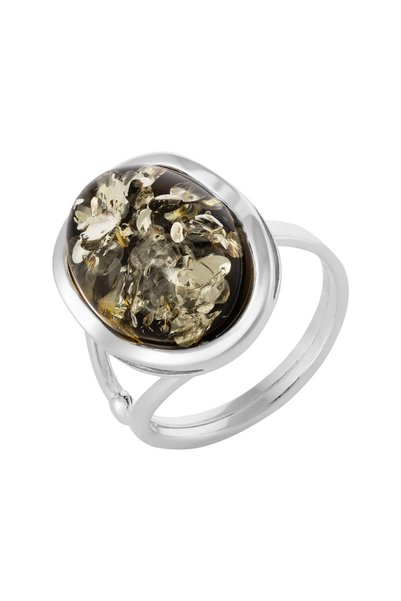 Sonis Silver Inel reglabil, din argint 925 cu chihlimbar , verde