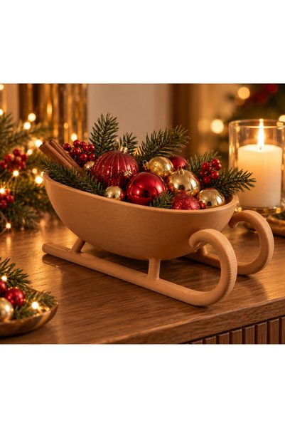 MİR STORE Yılbaşı Kızağı Kase – Noel Süsü, Çikolata ve Sunumluk Dekoratif Obje