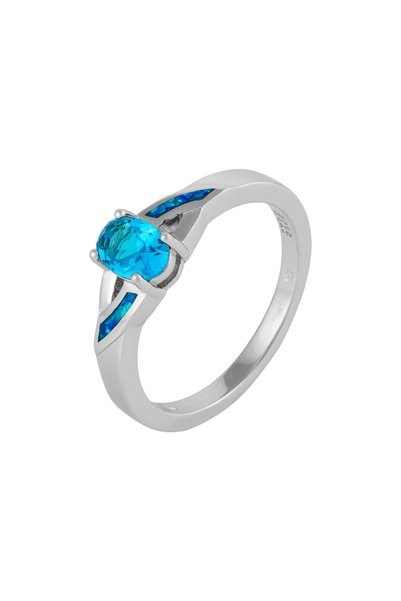 Sonis Silver Inel din argint 925 rodiat cu opal de laborator și zirconia fațe...