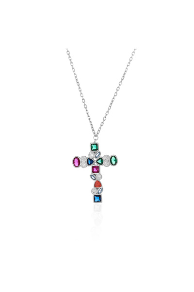 Sonis Silver Lanț din argint 925 rodiat cu zirconia fațetată, multicolor