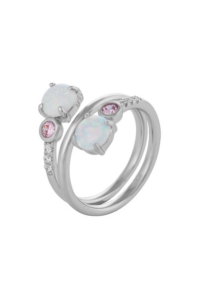 Sonis Silver Inel din argint 925 rodiat cu opal de laborator, cubic zirconia ...
