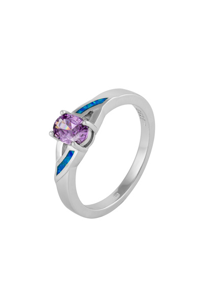 Sonis Silver Inel din argint 925 rodiat cu opal de laborator și zirconia fațe...
