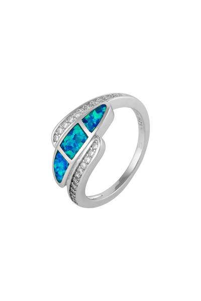 Sonis Silver Inel din argint 925 rodiat cu opal de laborator și cubic zirconi...