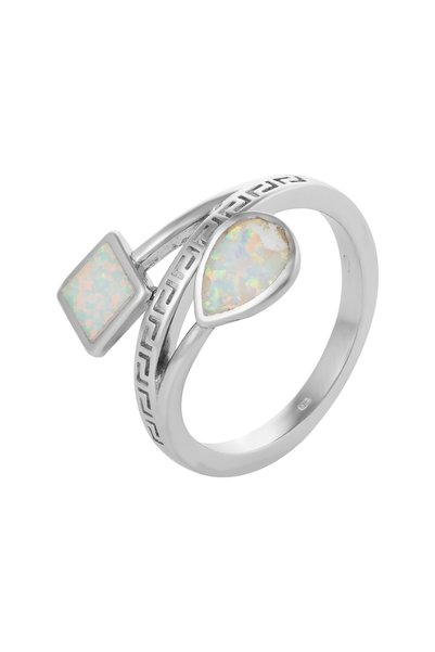 Sonis Silver Inel din argint 925 rodiat cu opal de laborator, alb cu inserții