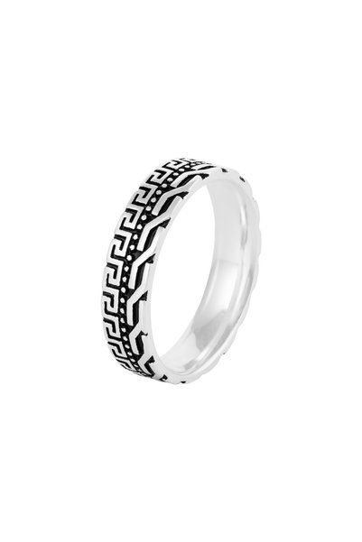 Sonis Silver Inel tip Verighetă din argint 925 pentru bărbați cu email, negru