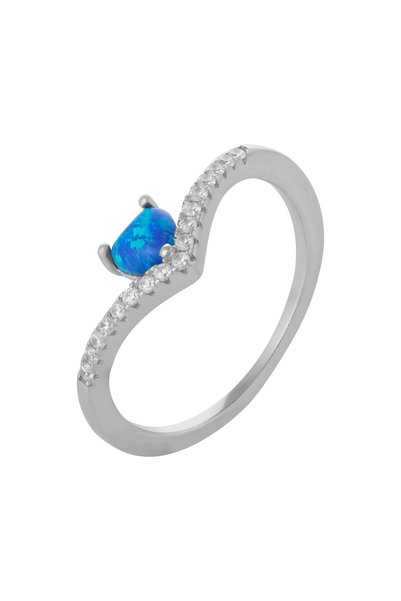Sonis Silver Inel din argint 925 rodiat cu opal de laborator și cubic zirconi...