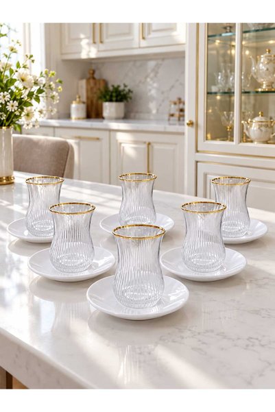 Buldem 12-Piece High-Grade Gilded Tea Set with Rhythm Decor