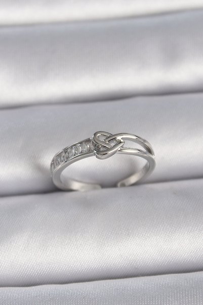 Angel Of Life Rice silver color adjustable zircon stone knot heart model wome...