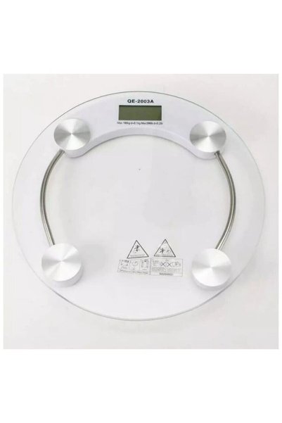 Mestore 150 Kg Kapasiteli Yuvarlak Şeffaf Dijital Banyo Cam Baskül Terazi Tartı