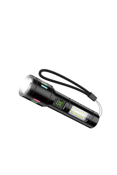 Generic Portable LED Flashlight with Side LED Light Panel and Wrist Strap for Camping, Travel and Emergency Use