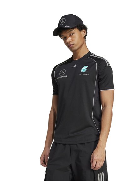 adidas JX8245 MERCEDES MC JSY Μαύρο Στρογγυλό Μπλουζάκι με Λαιμόκοψη
