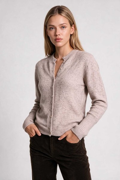 Lovelyİstanbul Wool Blend Buttoned Knitwear Cardigan Lyy0148 Beige