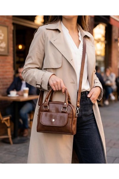 Angel Of Life "Women's Brown Soft Leather Hand and Shoulder Bag with Silver D...