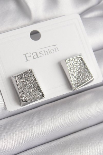 Angel Of Life Brass Silver Color Zircon Stone Plate Model Women's Earrings
