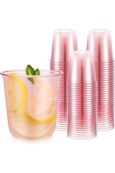 SYOSI Disposable Crystal Clear Plastic Drinking Glasses for Cold Beverages, Juice, Water, Meetings, and Ce