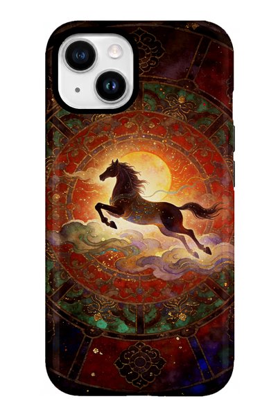 EDELFU متوافق مع iPhone 15 PLUS / 14 PLUS - غطاء Fire Horse، غطاء مزدوج الطبق...