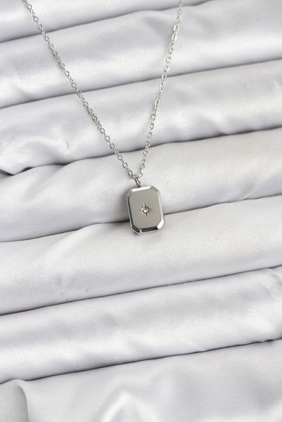 Angel Of Life 316L Steel Chain Silver Color Minimal North Star Model Women's ...