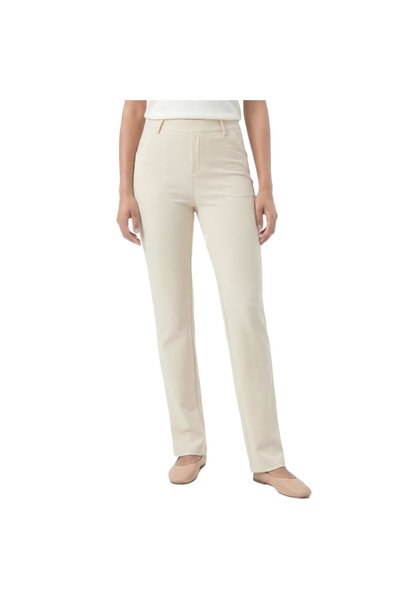 OtherMax Pantaloni Damă Slim Fit Talie Înalte Confortabili Elastici Casual Bej L