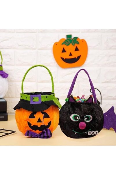 Vurtboly 2Pack Halloween Pumpkin Bags, Non-Woven Halloween Trick or Treat Bag...