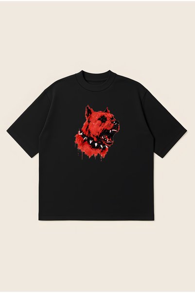 Moon Dancer Injured Pitbull Printed Oversize Boxy Cut Unisex 100% Cotton Tshi...