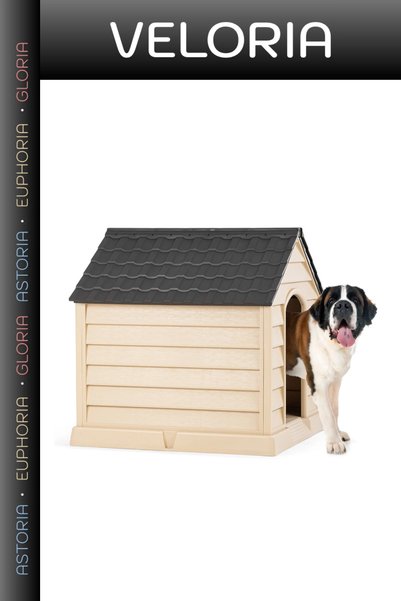 Veloria Özel Üretim Bahçe Evi Hayvan Yatağı Korunaklı Yuva Petshop Plastik Büyük Köpek Kulübesi 95x95x100 cm