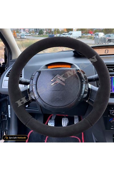 HasAkman Citroen C4 Dikme Direksiyon Kılıfı Alcantara Süet Monza Black SX-SX ...