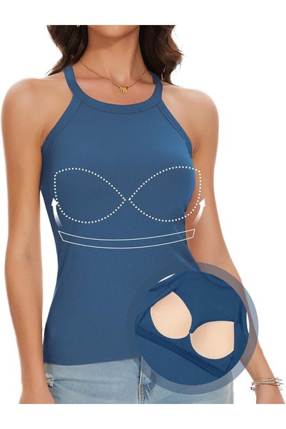 OtherMax Top Damski Prążkowany cu Încorporat Sutien Albastru Mărimea XL