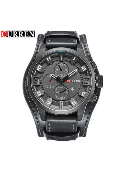Curren black gray 8225 Luxury Large Dial Calendar Watch, Water-Resistant Blue...
