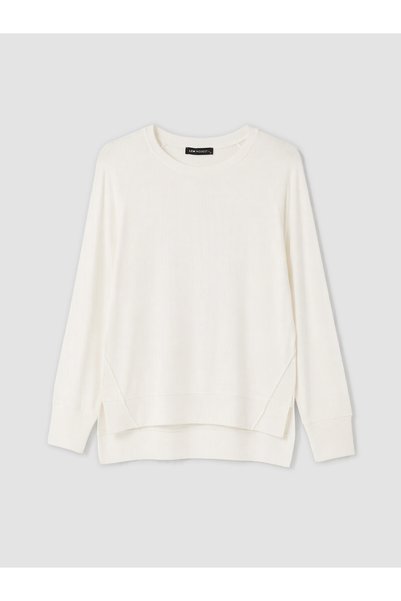 LC Waikiki Nevavm Farkıyla Lcw Modest White Knitwear Plain Oval Neck Women's ...