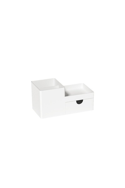 Generic Brand White Retractable Pen Holder, Plastic Desk Organizer