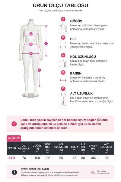 HİJABAYA Set de tricotaje maxi cu mâneci tip balon, talie elastică, picior larg și drapaj fluid - Negru