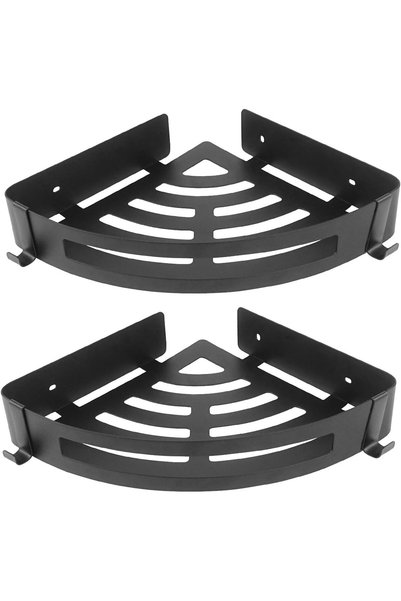 Generic Brand Set de 2 rafturi și organizatoare de duș negre