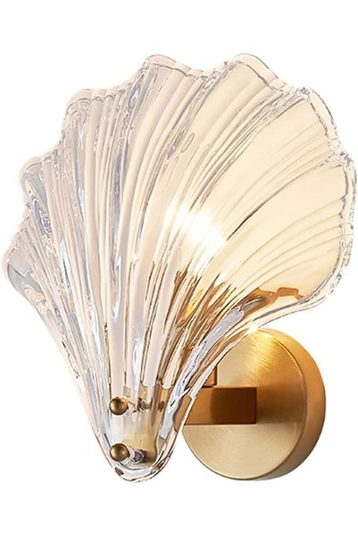 Arabest Sconce, Crystal Wall Lamp, Brass Base, Shell Design, E12/e14, 1 Light...