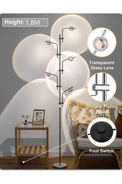 Arabest Floor Lamp, Sunset Projection, RGB Filters, 4000k Neutral, Bendable H...