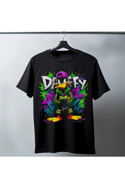 Marche Bien تي شيرت أسود مطبوع عليه Marchè Bien Daffy Duck Graffiti للجنسين -...
