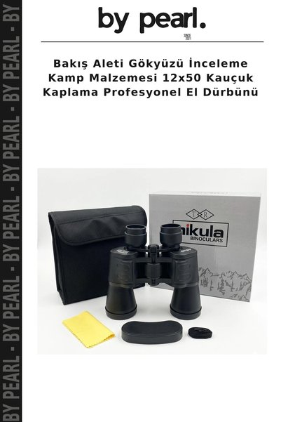 By Pearl Bakış Aleti Gökyüzü İnceleme Kamp Malzemesi 12x50 Kauçuk Kaplama Profesyonel El Dürbünü