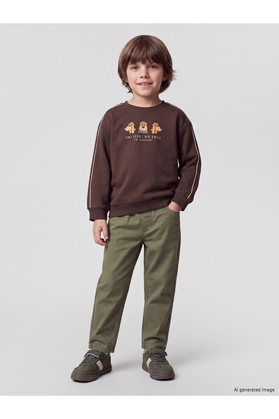 LC Waikiki Lcw Kids Khaki Regular Fit Boys Gabardine Trousers with Nevavm Dif...