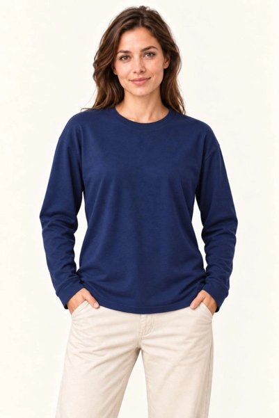 Marche Bien Women's Modal Soft Textured Crew Neck Long Sleeve T-Shirt Sweatsh...