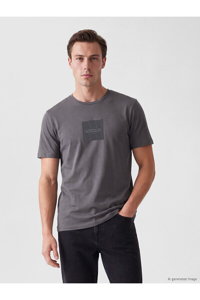 LC Waikiki تي شيرت رجالي من Peak New Season Anthracite Crew Neck