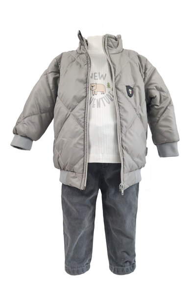 Generic Brand Compleu baieti 3 piese, HTCB 117, culoare gri