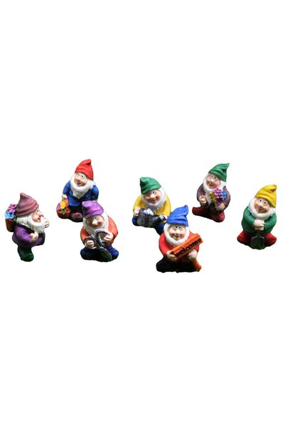 Generic Brand Set de 7 figurine din rășină, gnomi de grădină cu mușchi, pentr...