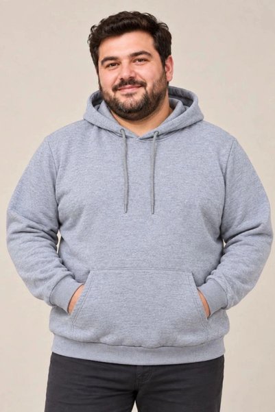 Marche Bien Marchè Bien Men's Oversized Three-Thread Ribbed Hooded Kangaroo P...